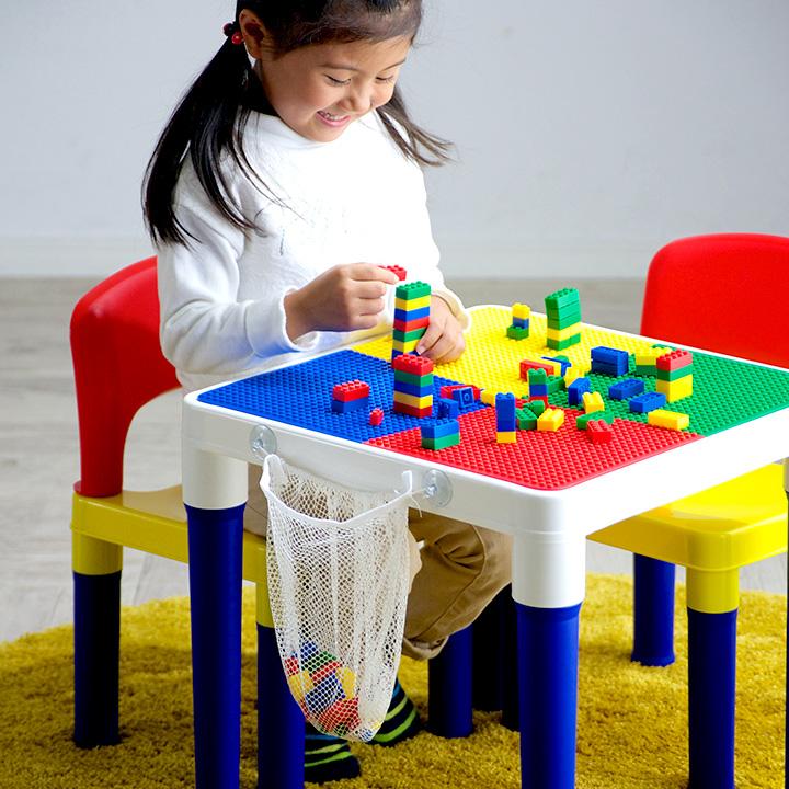 キッズテーブル チェアーセット 100ピースブロック付 子供部屋 キッズルーム 知育玩具 1651 家具通販のスーパーカグ 通販 Yahoo ショッピング