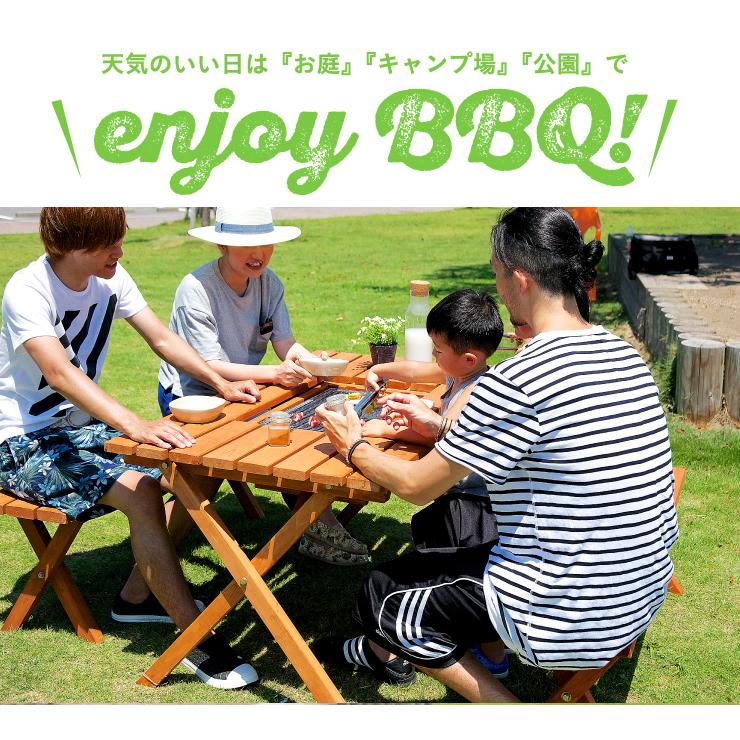 【ちこさん】テーブル+ベンチセット 杉材 BBQテーブル＆ベンチセット (コンロスペース付) | Giftpad