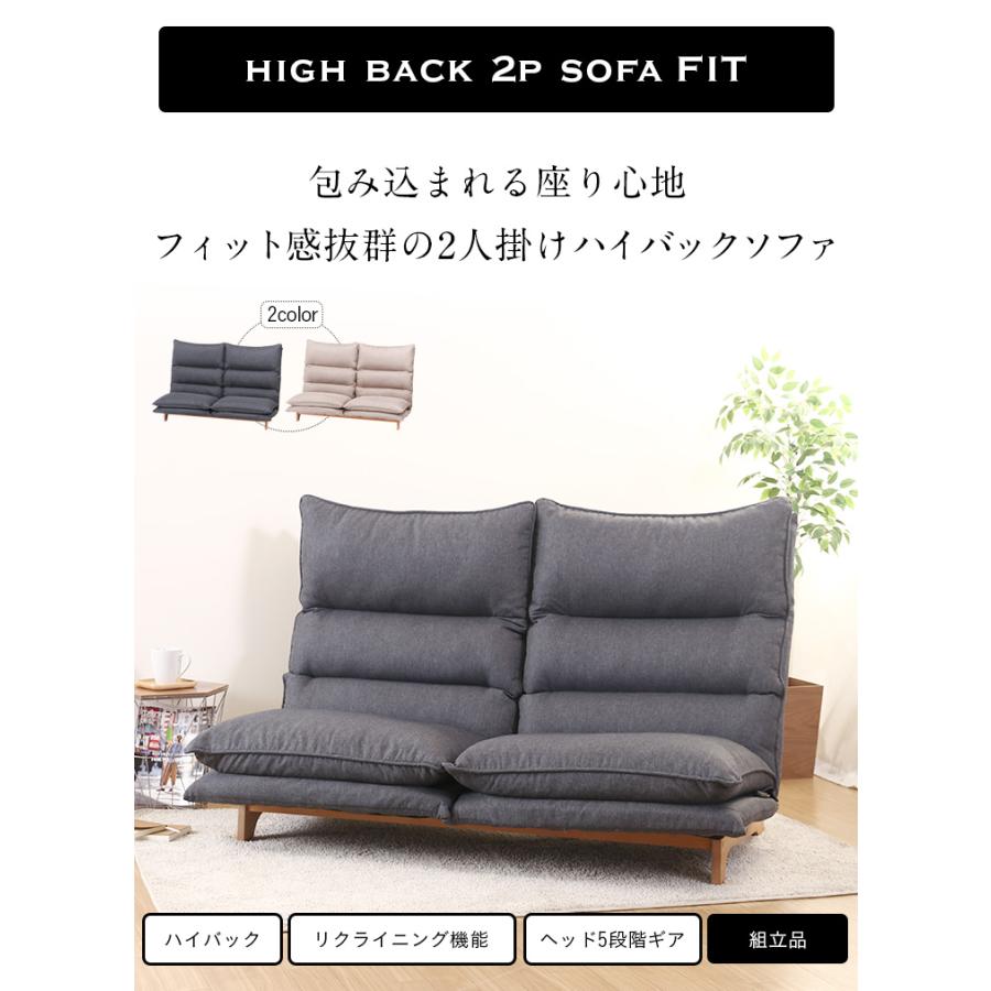 2人掛け　ハイバックソファ リクライニングソファ リクライニング機能付き 2人掛けリクライニングソファ 二人掛けソファ