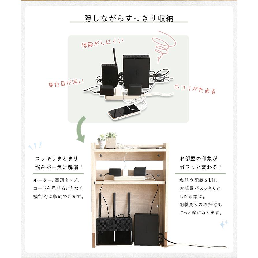 ケーブル収納 電源タップ収納 ルーター収納 可動棚 小物入れ 小物置き