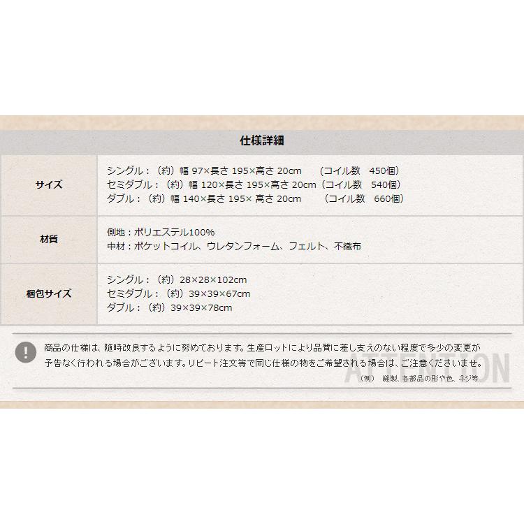 圧縮ロール梱包 マットレス ベッドマット シングルベッド 敷布団 厚さ20cm 柔らかめ おしゃれ スプリングマットレス Sサイズ Robilia(ロビリア) 【シングルマットレ】