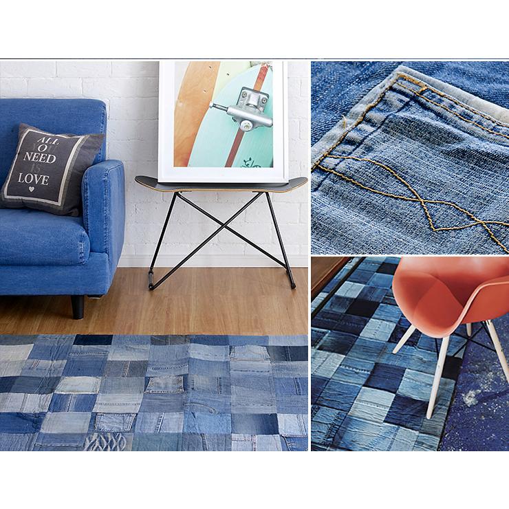 インド製 ラグ カーペット ラグマット デニム ジーパン ヴィンテージ