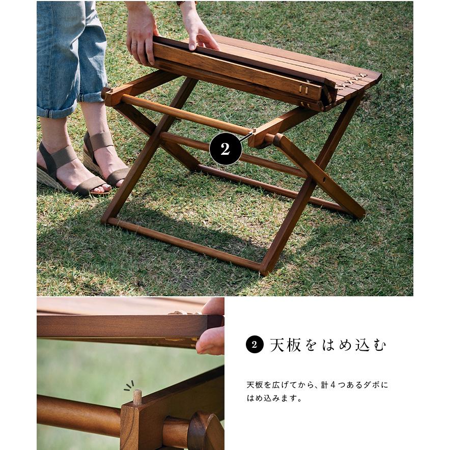 テーブル ローテーブル 天然木 本革 レザー 木製 カフェ 庭 テラス 屋内 屋外 アウトドア キャンプ フォールディングテーブル TTF-927 【ヨーロピアンモザイクファニチャーシリーズ】 60x60cm