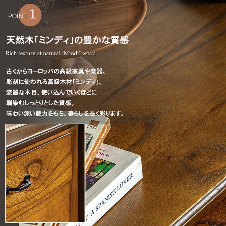 完成品 ライティングチェスト 幅60cm キャビネット サイドボード 折りたたみデスク リビングボード 収納棚 引出し収納 省スペース 天然木 リビング おしゃれ_5