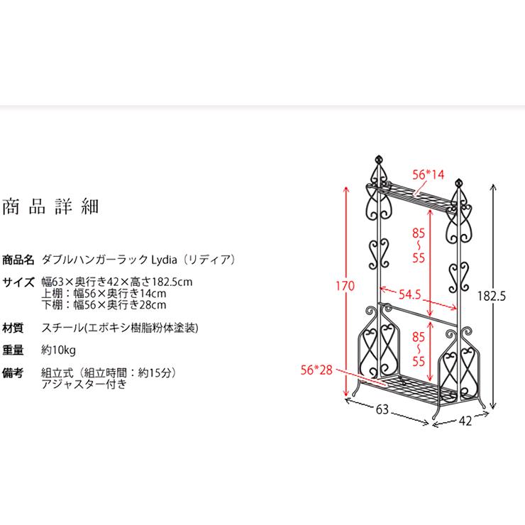 ダブルハンガーラック Lydia(リディア) 幅63cm DS-HS3226N｜superkagu｜02