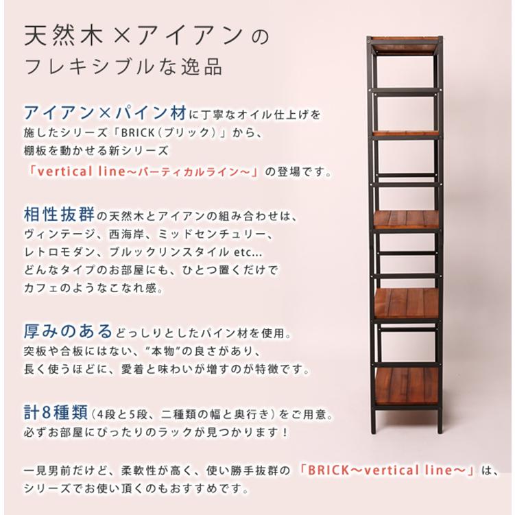 収納家具 おしゃれ ブリックラックシリーズ5段タイプ 60x32x175 ミッド