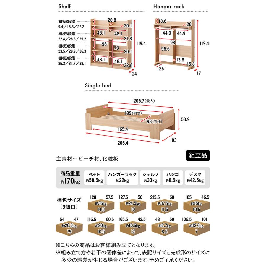 コイズミ ロフト システムベッド システムベッドデスク システムベット 子供 ハイタイプ おしゃれ 木製 Built COMPO(ビルトコンポ) ハイベッドデスク 2色対応_4