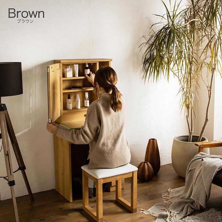 1面ドレッサー 幅60cm コンセント付き 鏡台 ミラー 木製ドレッサー