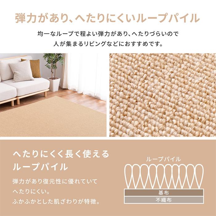 デザインカーペット 絨毯 平織カーペット モーエン 江戸間3帖 約176x261cm 日本製 抗菌 防炎 ホットカーペット対応 床暖房対応 フリーカット可 リビング 寝室_6