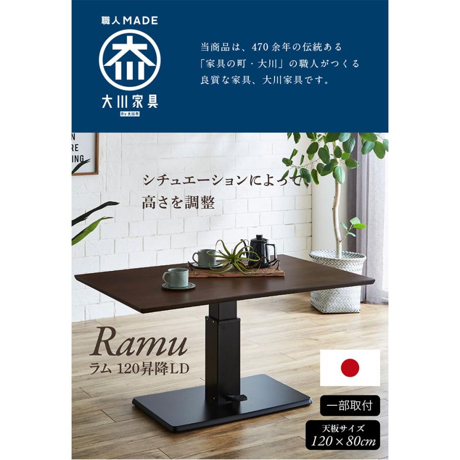 搬入・組立設置付き 国産 昇降式 ダイニングテーブル 幅120cm 搬入・組立設置付き 国産 昇降式 ダイニングテーブル 幅120cm