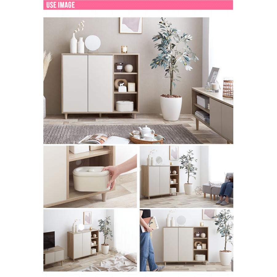 収納棚 おしゃれ Erin バイカラーキャビネット 幅96cm コンパクト 省スペース 可動棚 フラット扉 ディスプレイ棚 ナチュラル 北欧風 ワンルーム 一人暮らし_15