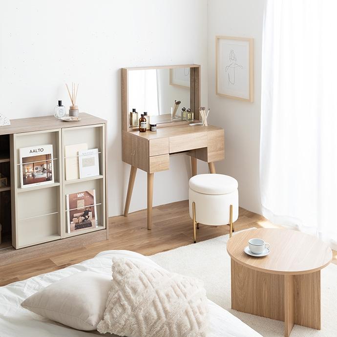 DT ドレッサー テーブル コンパクト 鏡台 かわいい おしゃれ Emu