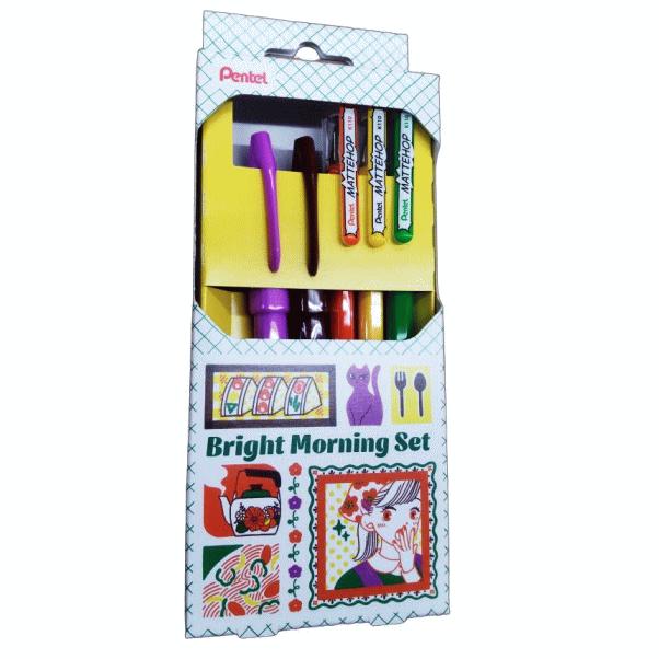 レトロ　ぺんてる　Pop'npop FAA-2 一丁目いち番長　3本セット ぺんてる（Pentel） マットホップMATTEHOP3本と筆touchサインペン2本の