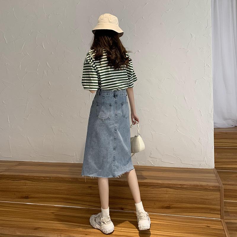 デニムスカート レディーススカート 春夏フロントスリット デニムスカート レディーススカート 春夏フロントスリット