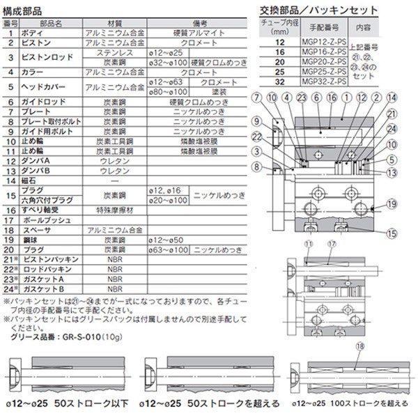 SMC:ガイド付薄形シリンダ 型式:MGPM12-10Z（1セット:10個入）の画像