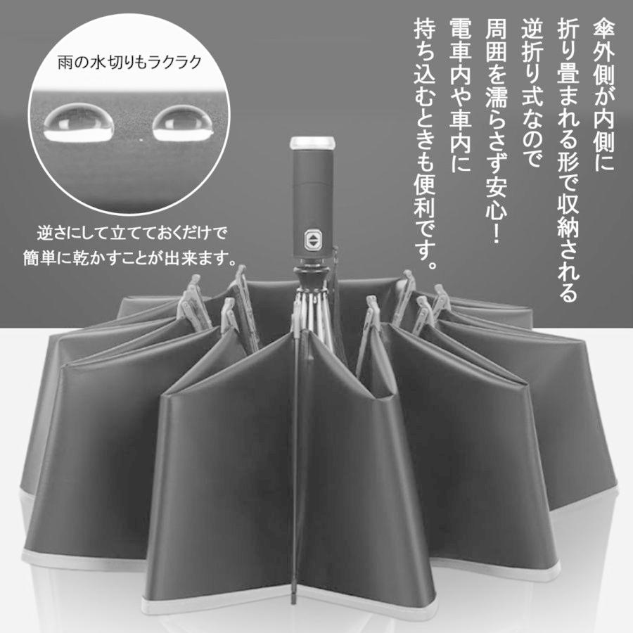 LEDライト付き 折りたたみ傘 逆折式 強風に強い10本骨 高耐久 対腐食性