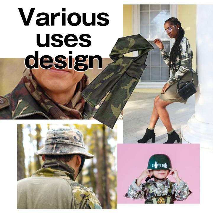 迷彩柄ネックスカーフ メッシュ 伸縮 首 保護 暑さ対策 アーミーカラー