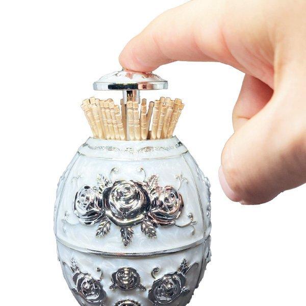 ワンプッシュ式 アンティーク調 爪楊枝入れ 簡単開閉 北欧 バラ 花模様