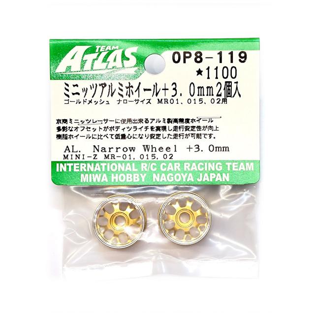 ミニッツ アルミホイール ゴールドメッシュ ナロー +3.0mm 2個入 [OP8