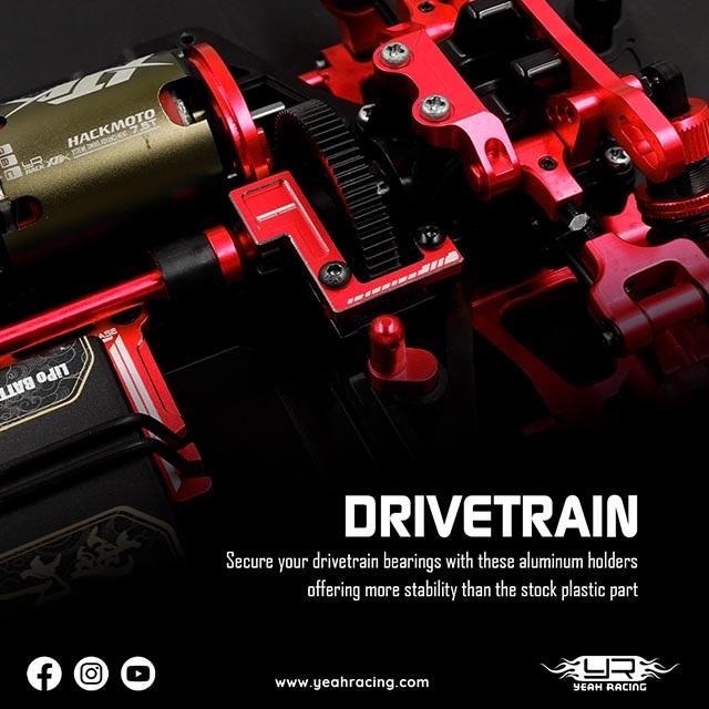 アルミメインシャフトベアリングホルダーセット タミヤTT02 レッド