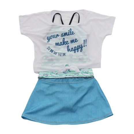 ピンクラテ （PINK-latte） ガールズ 総柄タンキニ水着 33951323.WHT （Jr）