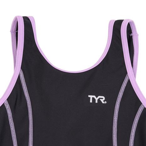 ティア（TYR）（キッズ）スクール水着 ジュニア ガールズAラインワンピース USCHALSTCH122X  BLKLAV　水泳　水泳　撥水　UVカット　UPF50+｜supersportsxebio｜03