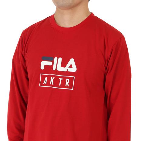アクター（AKTR）（メンズ）バスケットボールウェア ロンT ×FILA ロゴ ロングスリーブ SPORTS Tシャツ 122-051005 RD 速乾｜supersportsxebio｜06