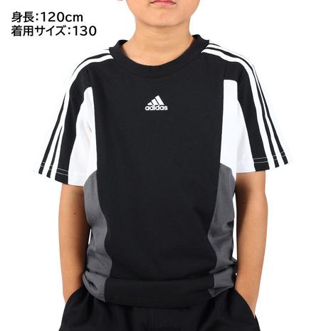 アディダス（adidas）（キッズ）Tシャツ tシャツ 半袖 スリーストライプス レギュラーフィット ECO33-HR6329 綿100% ブラック 黒｜supersportsxebio｜02