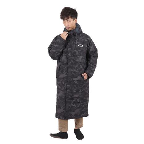 美品 oakleyオークリー ロング ベンチコート 防寒 黒/迷彩 人気 美品