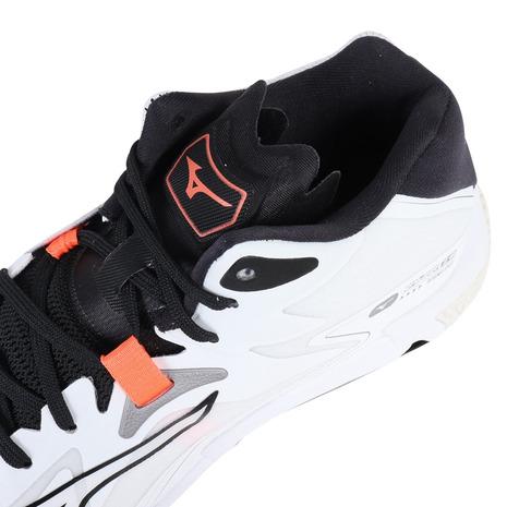 【美品】ミズノ　バレーボールシューズ24センチ シューズ袋付き MIZUNO ミズノ WAVE LIGHTNING Z8 WIDE （ホワイト×ブラック