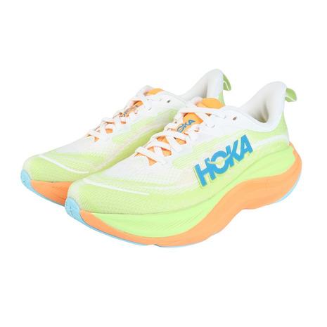 HOKA SKY FLOW ランニングシューズ ホワイト/オレンジ/グリーン HOKA ONEONE（ホカ オネオネ） ホカ（HOKA）（レディース）ランニング