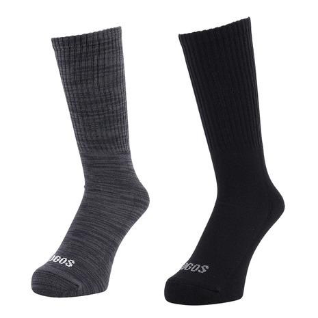 福助（FUKUSUKE）（メンズ、レディース）ロゴス 2足組 ロゴ クルー