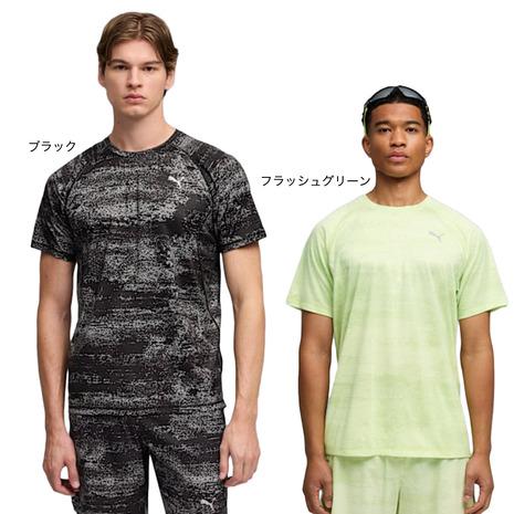 プライマフレックス天竺裏起毛切り替えシャツ PUMA（プーマ） （メンズ）ランニング ヴェロシティ AOP 半袖 Tシャツ