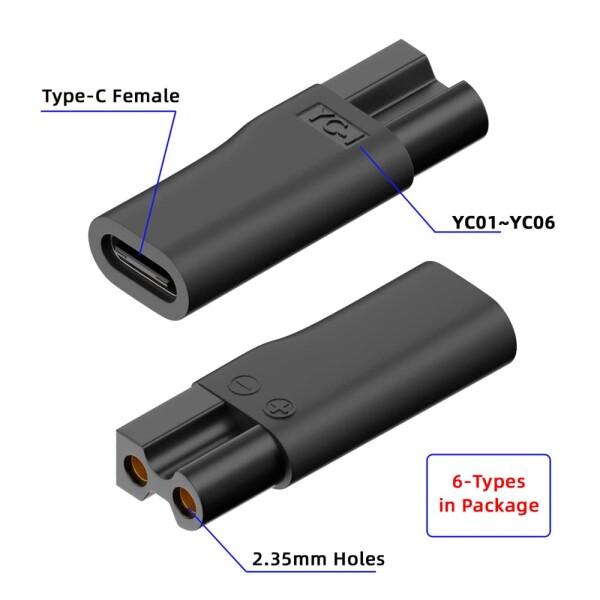xiwai 6個 交換用電源 DC 5V 充電器 USBアダプター USB-Cメスから2ピン 電動バリカン 美容器具 ひげト｜supiyura｜05