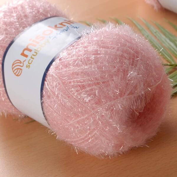 Misoknit Pastel Scrubby Yarn for dishcloths Crocheting 2 Skeins Polyester 100%, 2.8oz(80g) Each, 196 Yards per Skein (Baby Pink)｜supiyura｜03