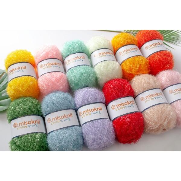 Misoknit Pastel Scrubby Yarn for dishcloths Crocheting 2 Skeins Polyester 100%, 2.8oz(80g) Each, 196 Yards per Skein (Baby Pink)｜supiyura｜08