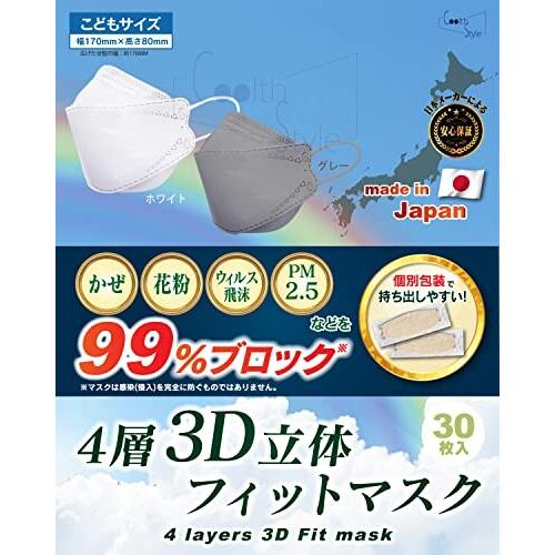 (Coolth Style)  子供用 3D立体 不織布マスク 4層構造 個包装 30枚 使い捨てマスク  高機能 日本製子供｜supiyura｜02