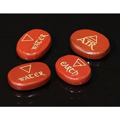 Crocon 4 Elements Red Jasper karuna Stones Engraved Triangle Symbols (Earth Air Fire Water) Polished Palm Stones for Gemstone Reik｜supiyura｜02