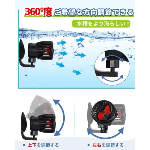 Poafamx 水流ポンプ 15W 適用の水槽の長さ：0.6-1.2m速度コントロール 7種類のフローモード 360度方向｜supiyura｜03