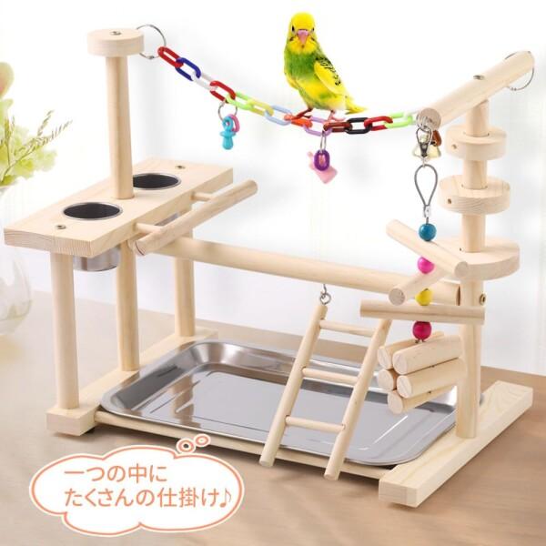 iimono117 インコ 遊び場 ( 幅36cm×高さ34cm 中型 ) 鳥の巣 鳥遊び場 バード アスレチック 玩具 スタ｜supiyura｜02