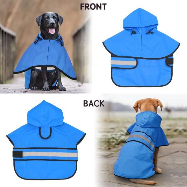 Candofly 犬用レインコート フード付き - 調節可能な反射犬用レインジャケット 軽量犬用レインコ｜supiyura｜02