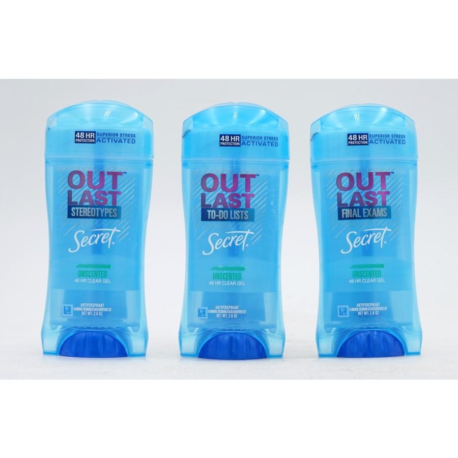 アウトラスト ステレオタイプ シークレット 48HRクリアジェルデオドラント 無香 76ml 3個セット Secret Outlast Stereotypes 48HR Clear Gel Deodorant 2.6oz|supla|02