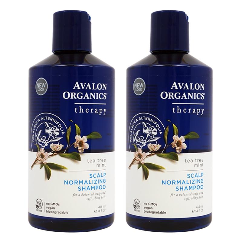 【Avalon Organics】スカルプシャンプー ティーツリー ミント 414ml 2個セット Scalp Normalizing Shampoo Tea Tree Mint Therapy