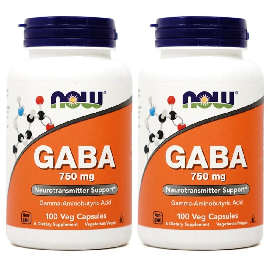 ギャバ 750 mg 100錠 ナウフーズ 2本セット NOW FOODS GABA 750mg、100 veggie caps 2set｜supla