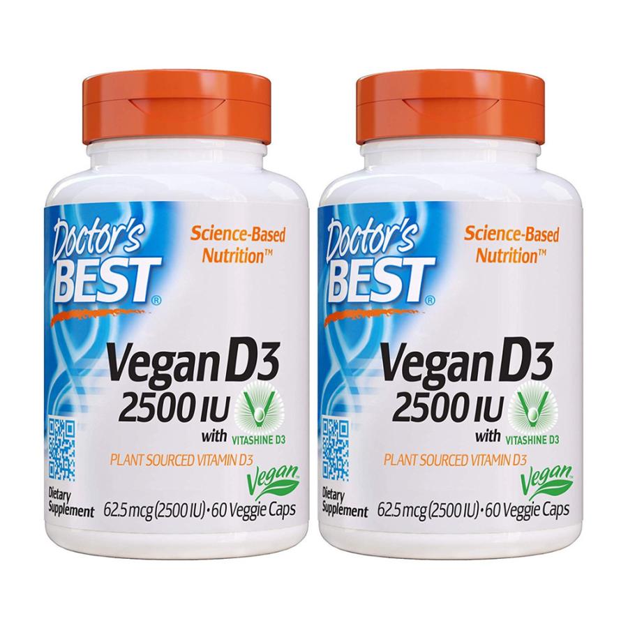 ビーガンビタミンD3 2500 IUウィードビタシャインD3 60ベジカプセル 2個セットVegan Vitamin D3 2500 IU