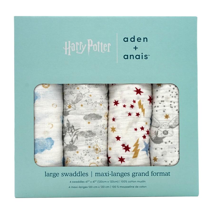 エイデンアンドアネイ おくるみ スワドル ハリーポッター 赤ちゃん用 4枚セット Aden and Anais Harry Potter Classic Large Swaddles｜supla