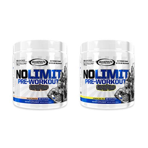 【お得セット】ノーリミットプレワークアウト スーパーパンプ ホワイトピーチ＆レモン アイスティー 各381g No Limit Pre