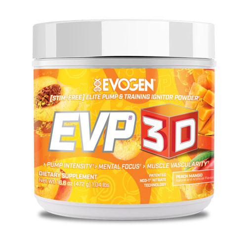EVP 3D  ノンスティム プレワークアウト ピーチマンゴー 472g  EVOGEN エボジェン プレワークアウト パンプ 筋トレ ボディメイク スポーツサプリ | 
