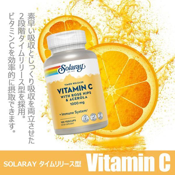 【3個セット】ビタミンC サプリメント 1000mg 2段階タイムリリース型  Solaray ソラレー ビタミンC サプリ アセロラ チェリー  ローズヒップ |  | 01