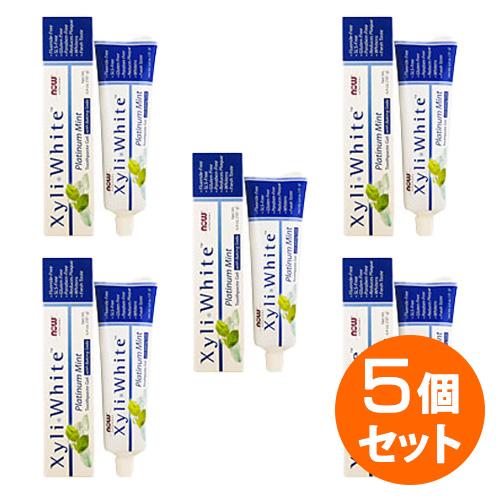 【5個セット】キシリホワイト ハミガキジェル プラチナムミント（重曹・キシリトール配合） 歯磨き粉ｌNOW | 
